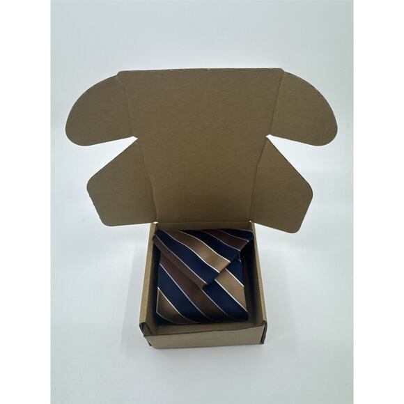 Jones New York Brown And Blue Striped Men's Neck Tie - Picture 15 of 15